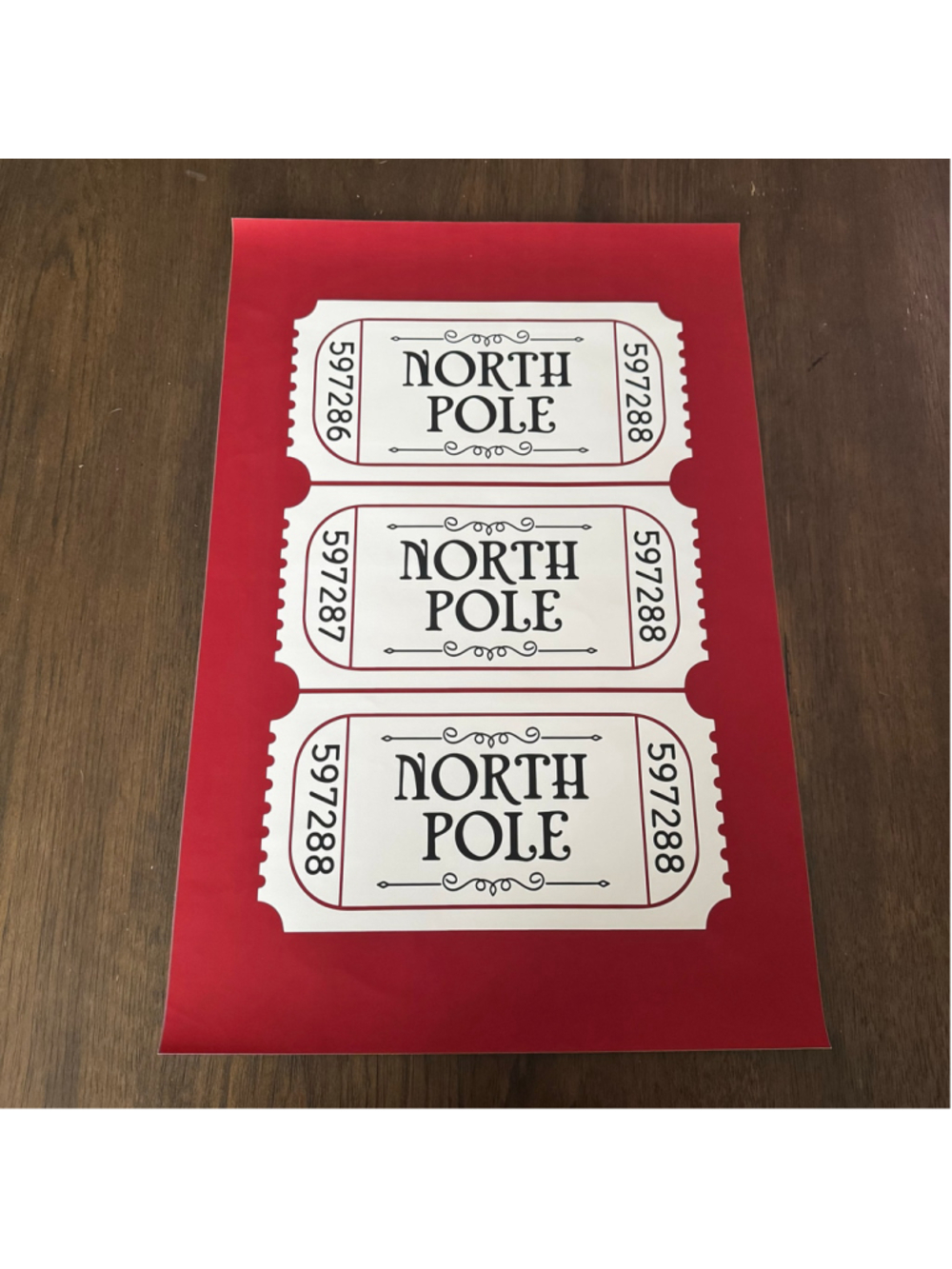 North Pole Ticket Canvas Print | Vintage Christmas Wall Art | 16” x 24”